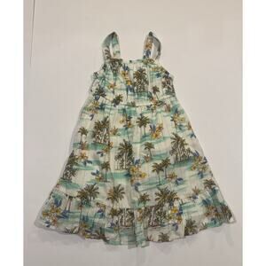 Girls Tropical Palm Tree Dress 4T Tiered Ruffle Summer Beach Floral